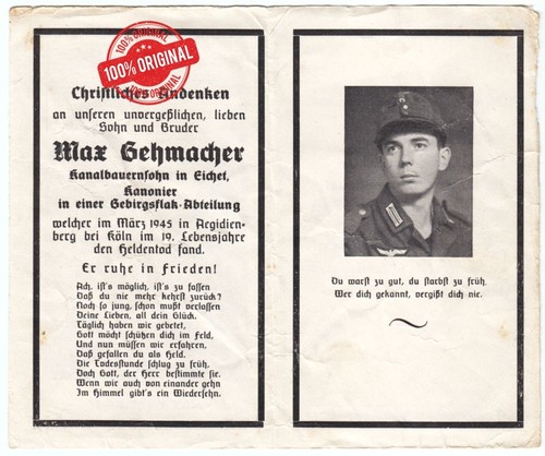 Sterbebild death card - death, ww2